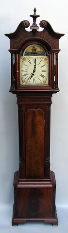 Appraisal: Waterbury ladder chain with animated rocking ship dial reproduction mahogany