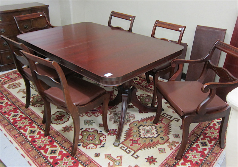 Appraisal: FEDERAL STYLE MAHOGANY DINING TABLE AND CHAIR SET American mid-