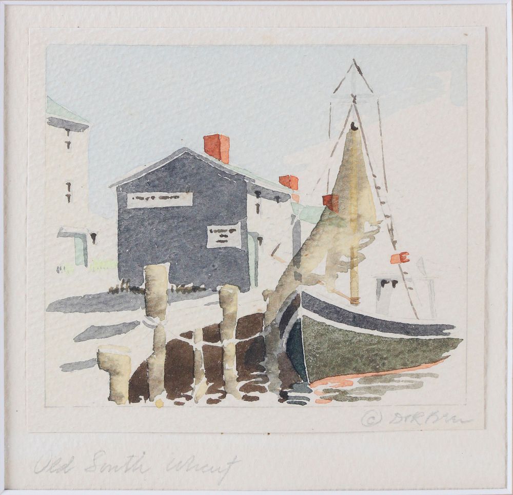 Appraisal: Doris and Richard Beer Miniature Nantucket Watercolor Old South Wharf