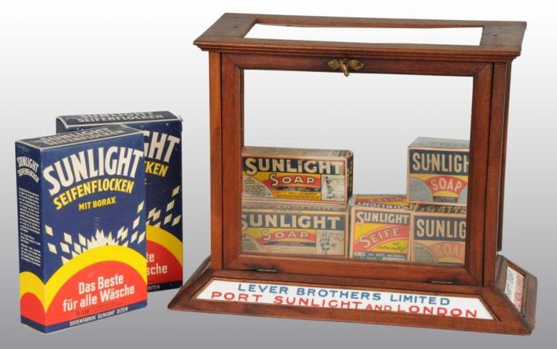 Appraisal: Lever Brothers Display Case Description Includes several Sunlight Soap product