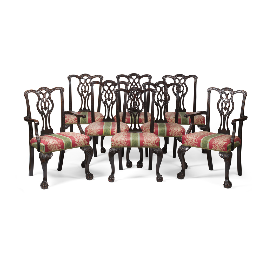 Appraisal: SET OF EIGHT 'CHIPPENDALE' STYLE MAHOGANY DINING CHAIRS EARLY TH