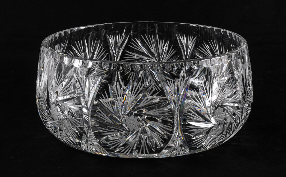 Appraisal: LARGE MOSER CRYSTAL BOWL Cut crystal bowl marked Moser on