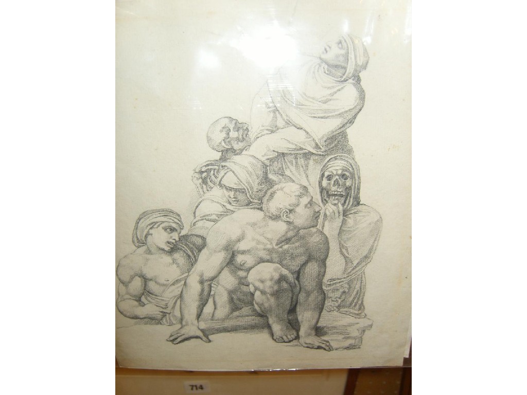 Appraisal: A th century pencil study of a group of figures