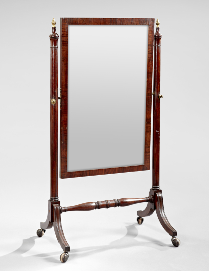 Appraisal: Regency-Style Mahogany Cheval Mirror second quarter th century the rectangular