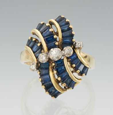 Appraisal: A Ladies' Sapphire and Diamond Ring Tested k yellow gold