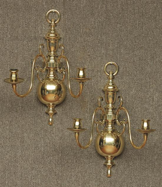 Appraisal: Brass two-light wall sconces H W pcs