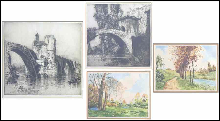 Appraisal: GROUP OF FOUR FRAMED ETCHINGS FITTON LECOMTE RAYMOND Hedley Fitton