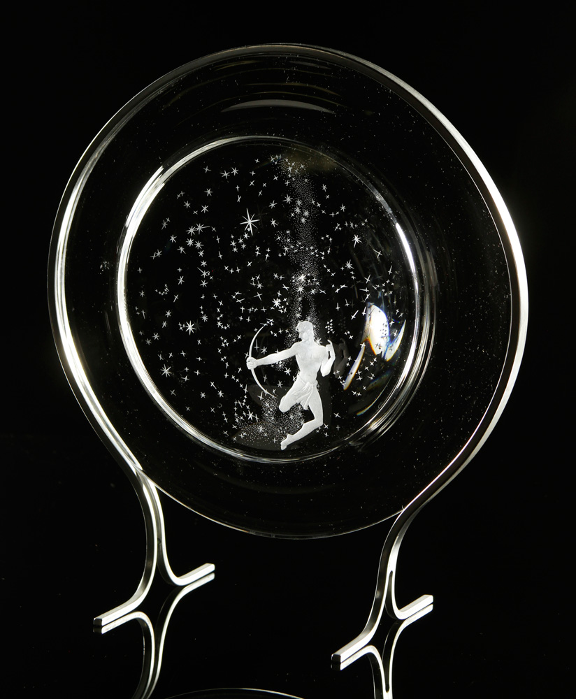 Appraisal: - Steuben Glass Sagittarius Zodiac Plate Steuben Sagittarius zodiac plate