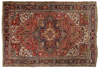 Appraisal: Heriz rug central medallion on brick red ground with light