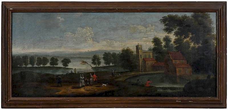 Appraisal: British School Over Mantel Painting early th century Rural Landscape