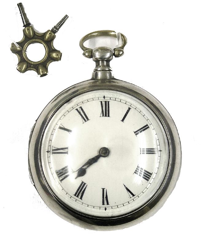 Appraisal: Early th century silver pair cased fusee verge pocket watch