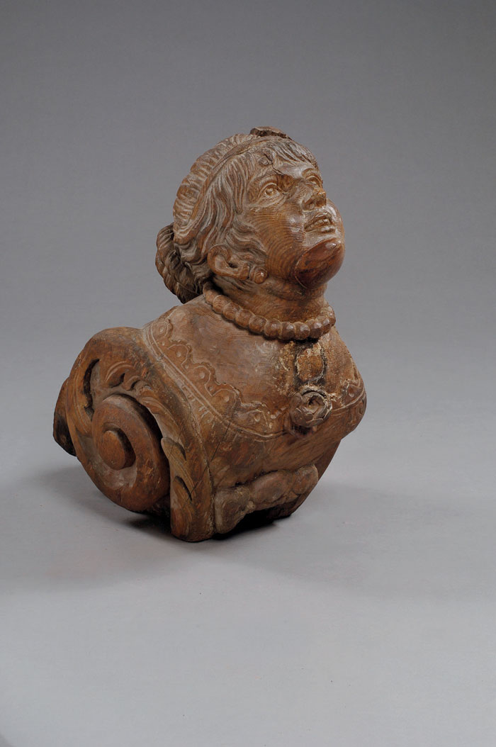 Appraisal: BUST-LENGTH CARVED FIGUREHEAD OF A NEO-CLASSICAL WOMAN WITH NECKLACE AND