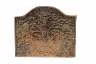 Appraisal: A cast iron fireback in th century style decorated with