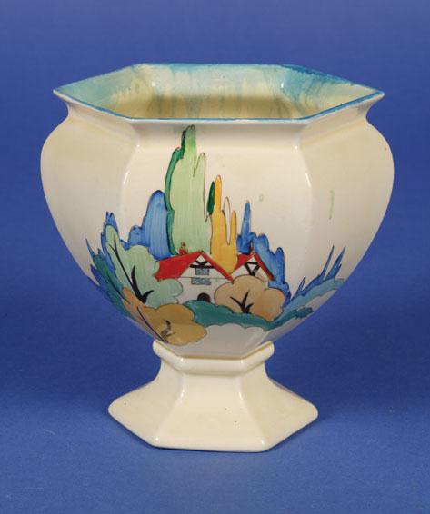 Appraisal: A CLARICE CLIFF ATHENS VASE decorated with the Elizabethan Cottage