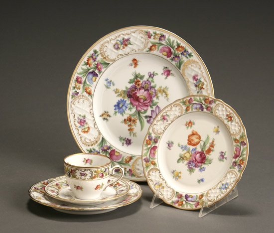 Appraisal: Dresden Assembled Dinner Service Carl Schumann Predominantly Empress Pattern th