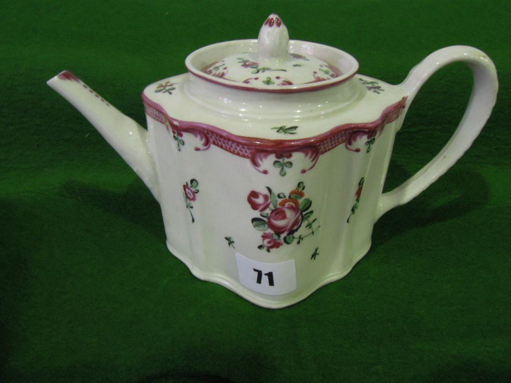 Appraisal: A late th century style teapot decorated with flowers possibly