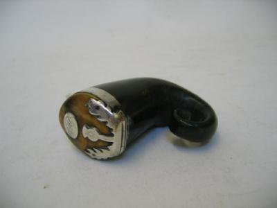 Appraisal: A SCOTTISH HORN SNUFF MULL th century the hinged lid