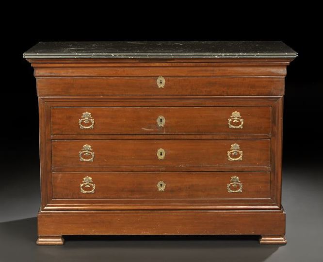 Appraisal: Charles X Mahogany and Marble-Top Secretary Commode second quarter th