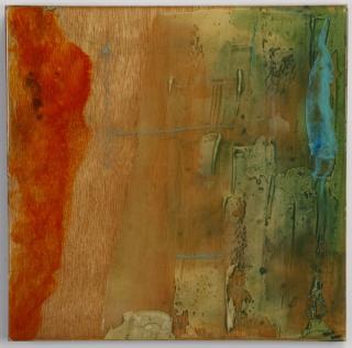 Appraisal: Patrick Hanson signed mixed media on panel Contemporary mixed media