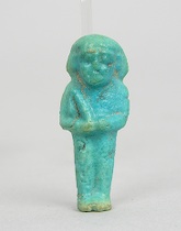 Appraisal: Egyptian Faience Ushabti Blue glazed earthenware figure apprx L Provenance