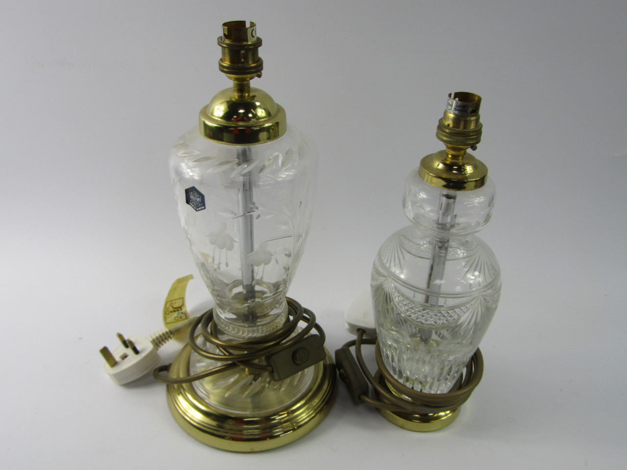 Appraisal: A Royal Brierley cut glass table lamp decorated in the