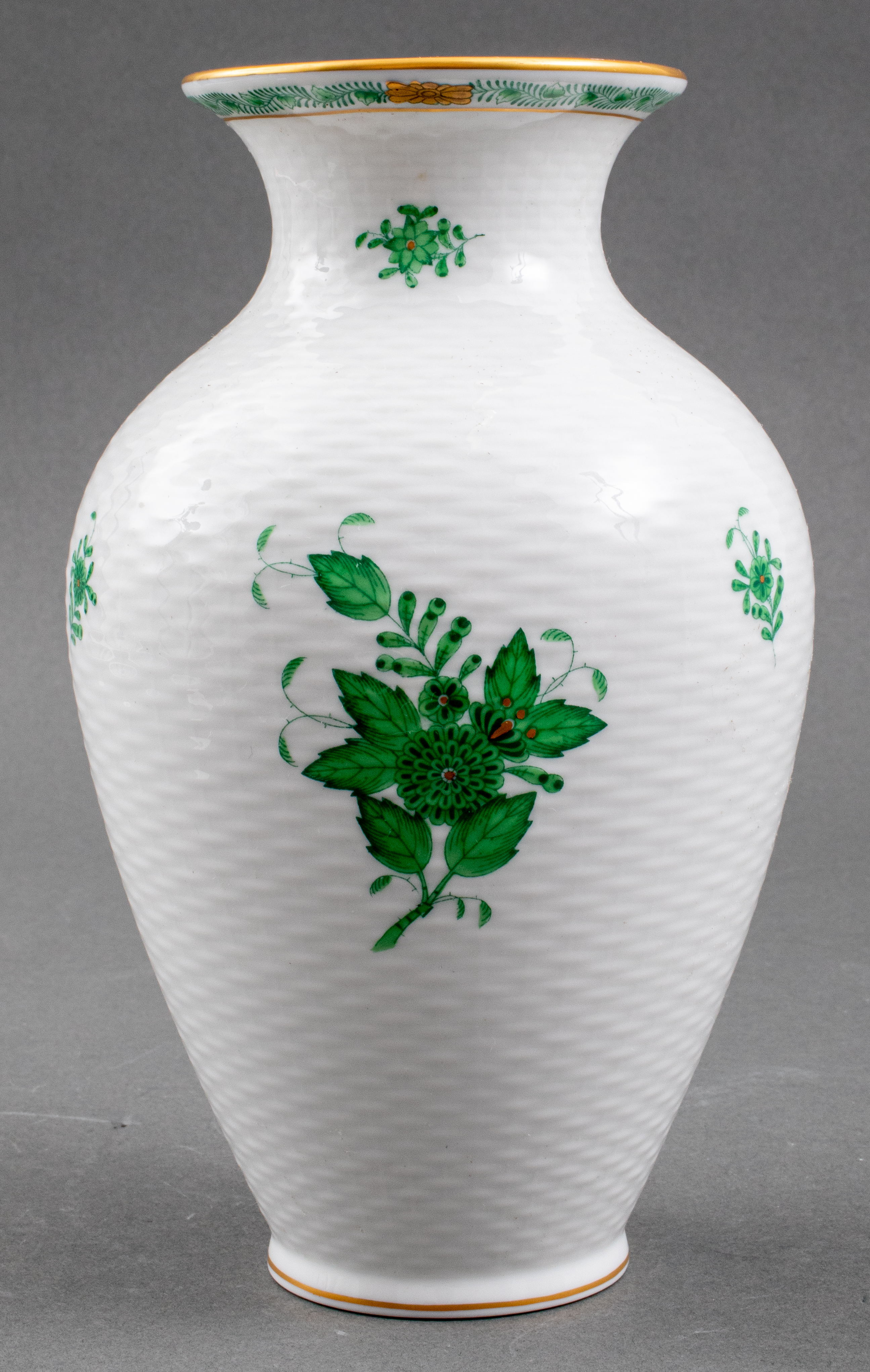 Appraisal: HEREND VASE CHINESE BOUQUET GREEN Hungarian Herend porcelain vase in