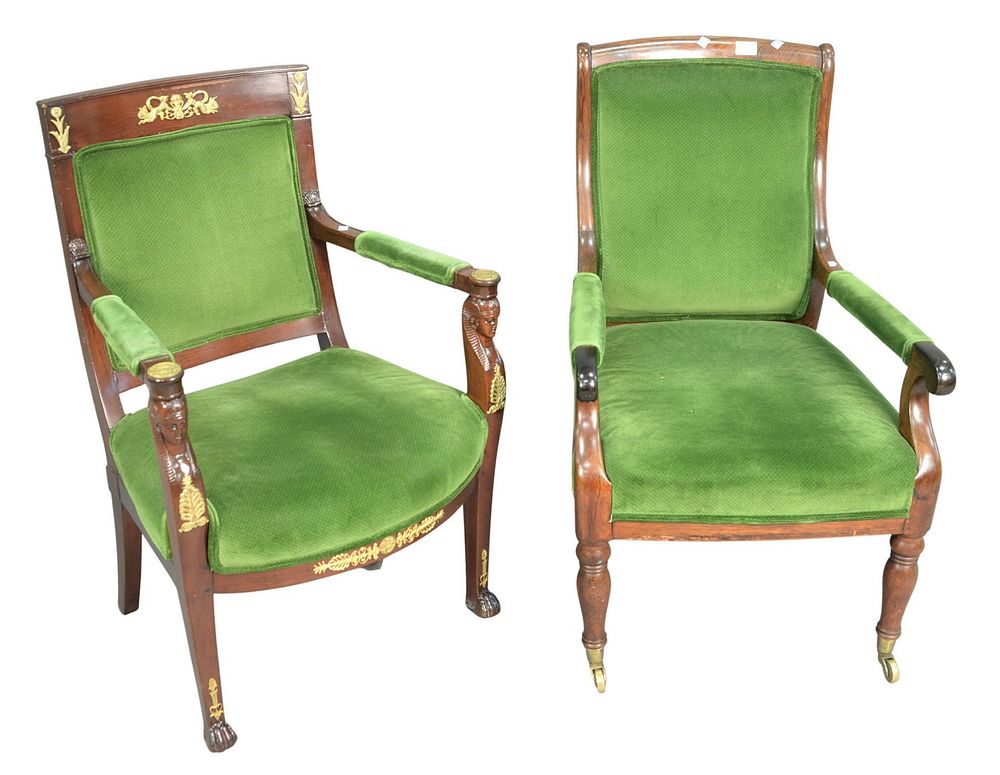 Appraisal: Two piece lot to include George IV Rosewood Armchair circa