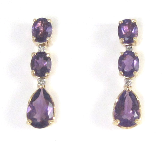 Appraisal: PAIR OF AMETHYST AND FOURTEEN KARAT GOLD EARRINGS each set