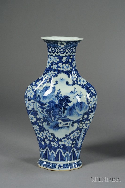 Appraisal: Porcelain Vase China th century lobated form underglaze blue decoration