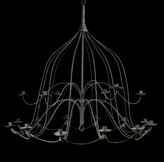 Appraisal: Provincial Wirework Twenty-Four-Light Chandelier with two tiers each with a