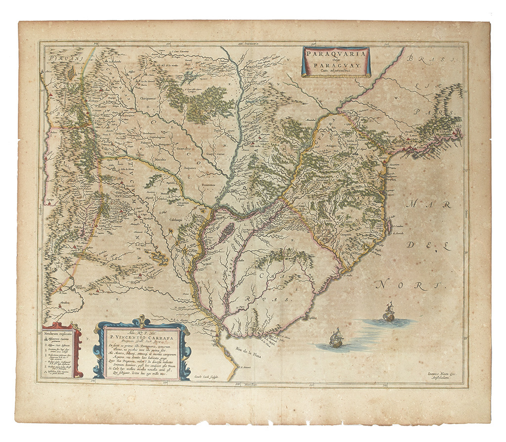 Appraisal: BLAEU JAN Paraquaria Vulgo Paraguay Cum adacentibus Double-page engraved map