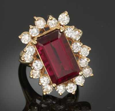 Appraisal: A Ladies' Fine Rubellite and Diamond Ring k yellow gold