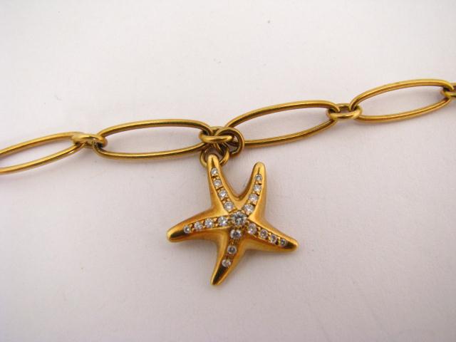 Appraisal: K YG Tiffany Co Starfish Charm Bracelet with Diamonds