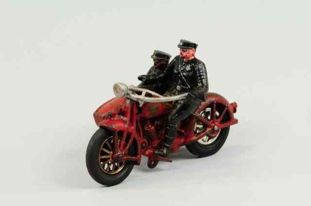 Appraisal: TWO CYLINDER CYCLE AND SIDECAR Hubley cast iron painted in