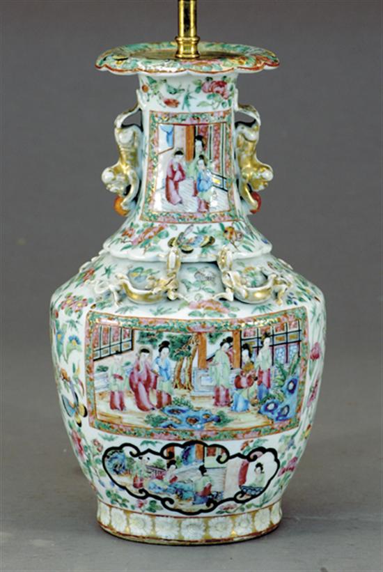 Appraisal: Chinese Export rose medallion vase first half th centuryscalloped rim