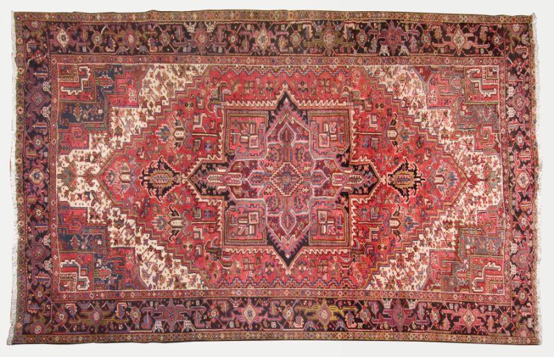 Appraisal: Semi-Antique Heriz Room Size Rug hand-tied cotton base red field