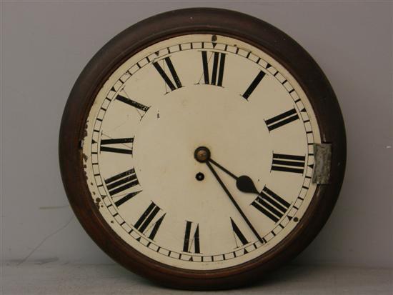 Appraisal: th Century mahogany round wall clock with single train fusee