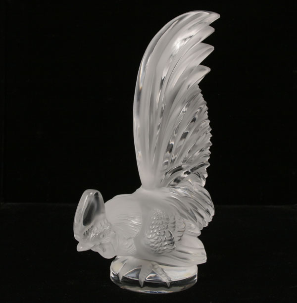 Appraisal: Lalique frosted art glass rooster paperweight Coq Nain H Signed