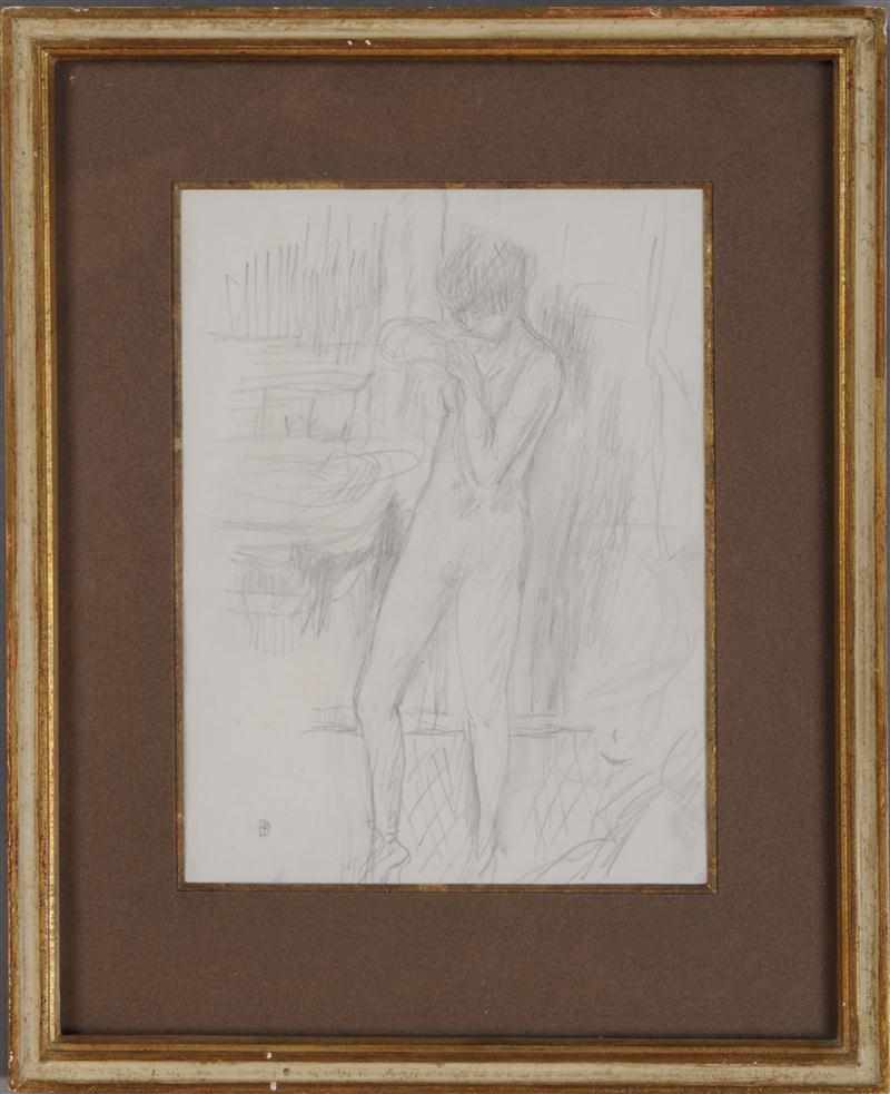 Appraisal: PIERRE BONNARD - NUDE WOMAN BATHING Pencil on paper initialed