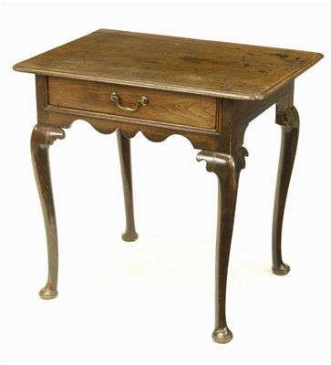 Appraisal: An oak lowboy the moulded edge top with re-entrant front