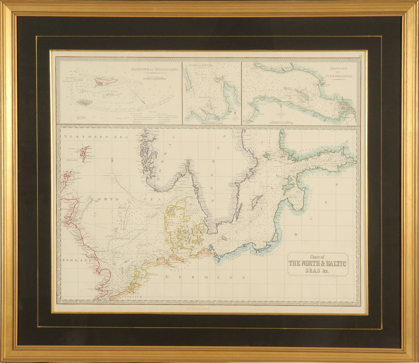 Appraisal: FRAMED AND MATTED NAUTICAL CHART Chart of The North Baltic