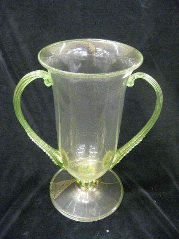 Appraisal: Venetian Art Glass Loving Cup Vase gold flecks with light