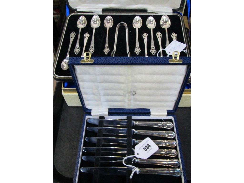 Appraisal: Tray lot of EP - salad set cutlery etc