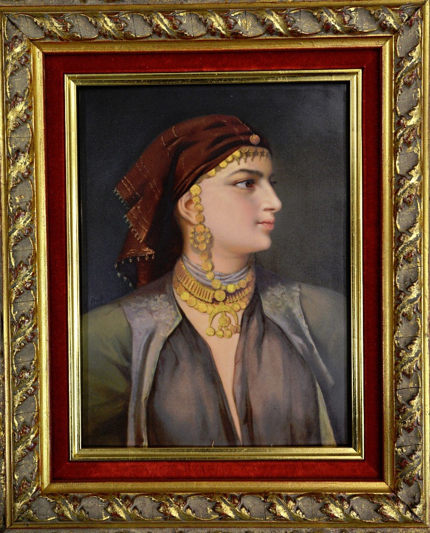 Appraisal: A Vienna portrait plaque dated painted with a half length