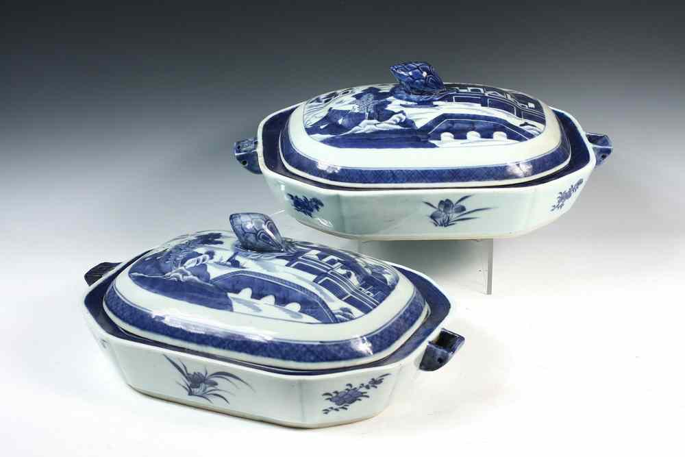 Appraisal: PAIR CANTON COVERED WARMING DISHES - Rare Pair of th