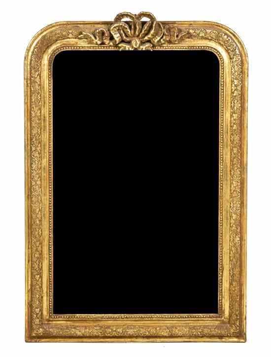 Appraisal: A French Giltwood Over Mantel Mirror the domed rectangular frame