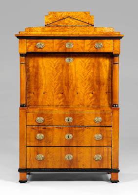 Appraisal: Fine Biedermeier secretaire a abattant figured veneers with finely polished