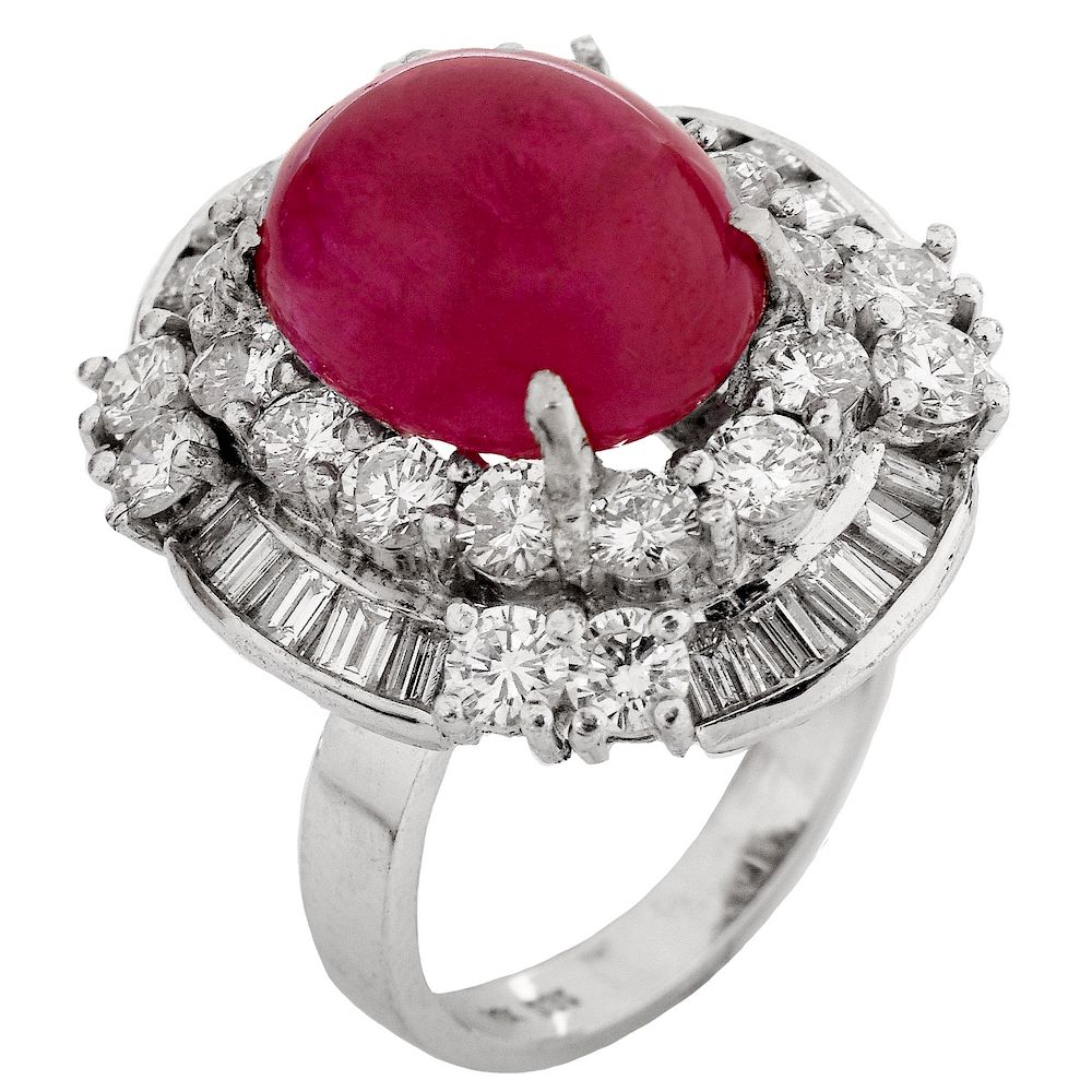 Appraisal: AGL Burma Ruby and Diamond Ring AGL Certified Carat Oval