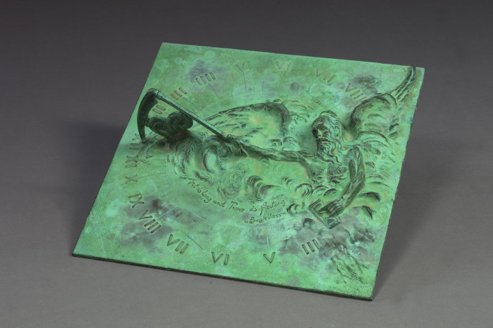 Appraisal: American Square Verdigris Bronze Sundial featuring a figure of Father