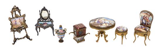 Appraisal: Sale Lot A Group of Austrian Enameled Miniature Furniture Articles